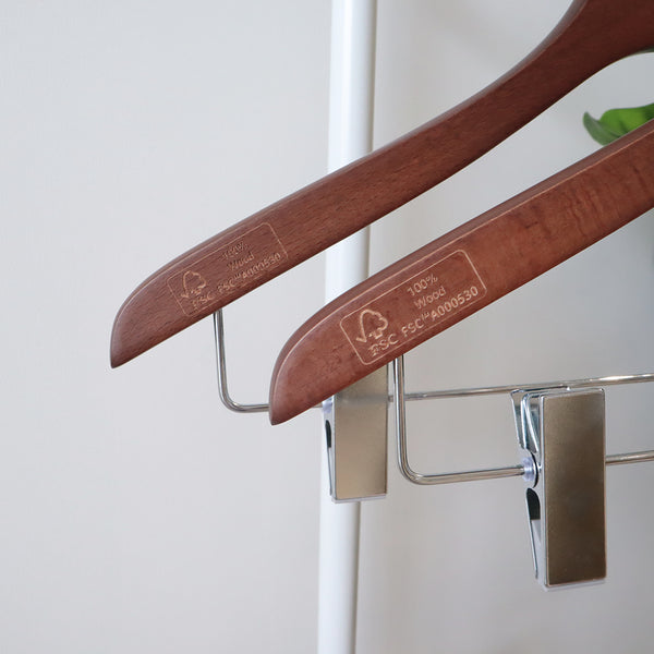 【FSC認証取得】woola FSC認証木製　ピンチバー付きハンガー  ブラウン