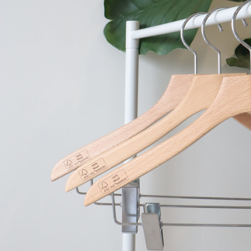 【FSC認証取得】woola FSC認証木製　ピンチバー付きハンガー