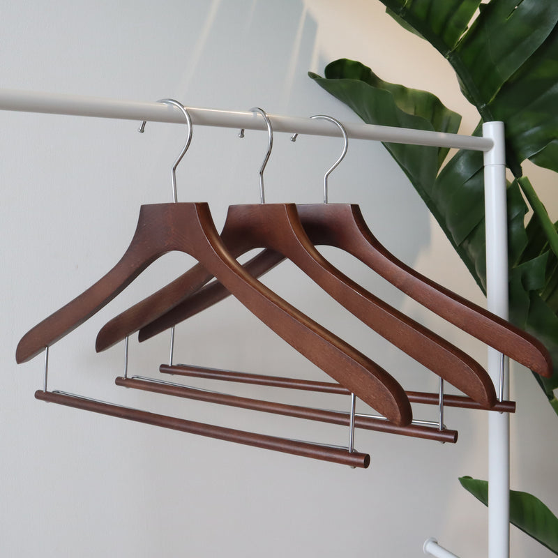 【FSC認証取得】woola FSC認証木製　スライドバー付きハンガー ブラウン
