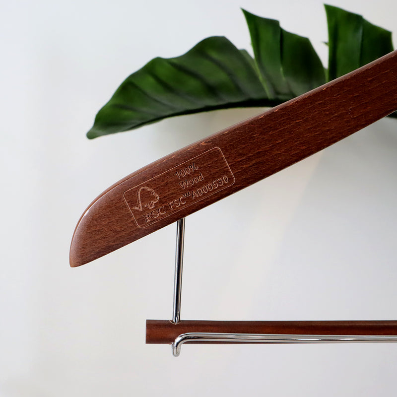 【FSC認証取得】woola FSC認証木製　スライドバー付きハンガー ブラウン