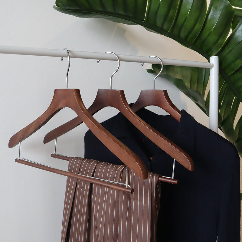 【FSC認証取得】woola FSC認証木製　スライドバー付きハンガー ブラウン