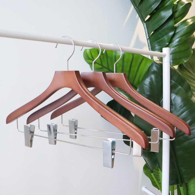 【FSC認証取得】woola FSC認証木製　ピンチバー付きハンガー  ブラウン