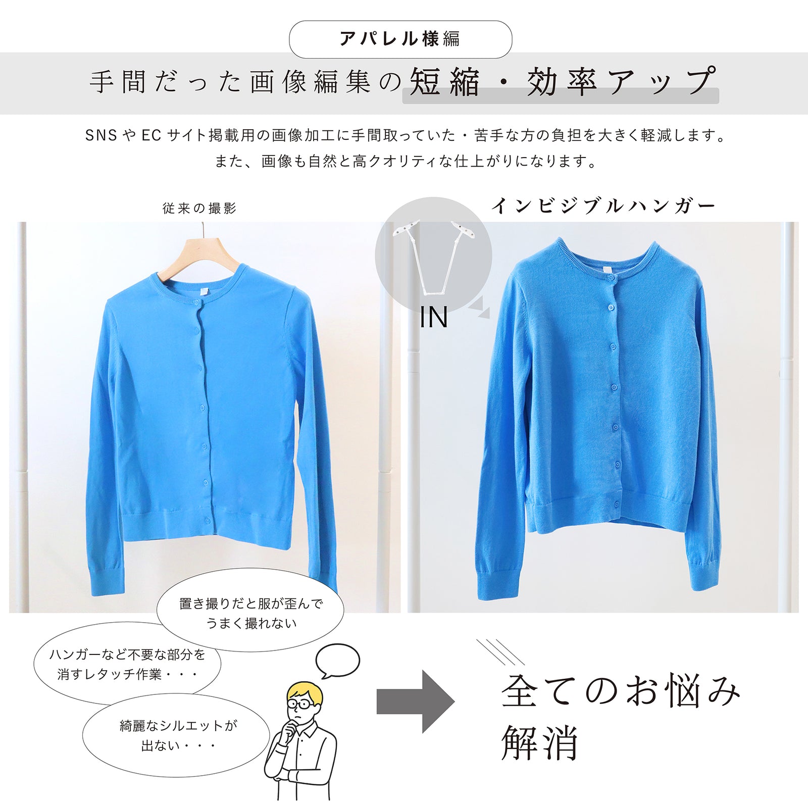 透明な撮影用ハンガー】「invisible hanger Clear（インビジブル