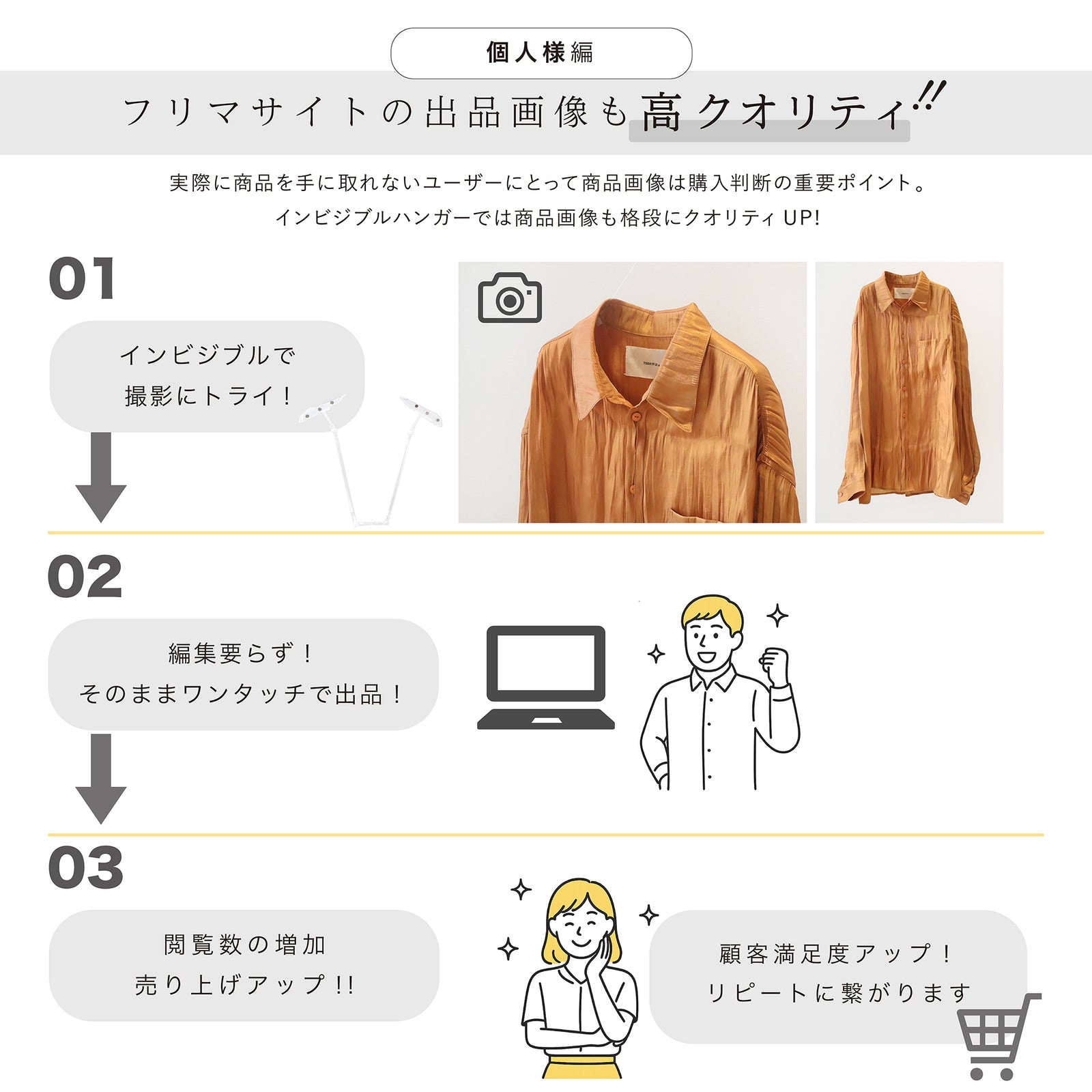 透明な撮影用ハンガー】「invisible hanger Clear（インビジブル
